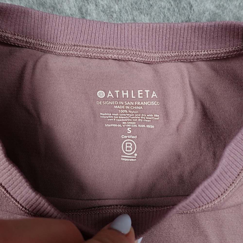 Athleta Top Women Small Purple Mineral Wash Crop Tank Ombre Dip Dye Muscle - Picture 2 of 7